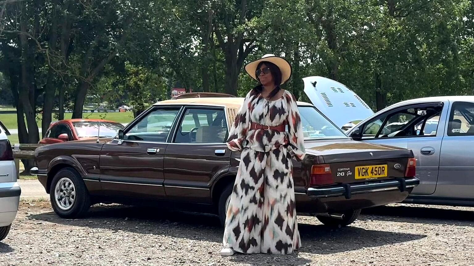 Lisa Hamilton, founder of Classic Car Runway, with a Ford Cortina
